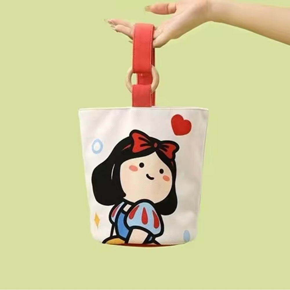 Snow white- Tote Bag with Red Handle